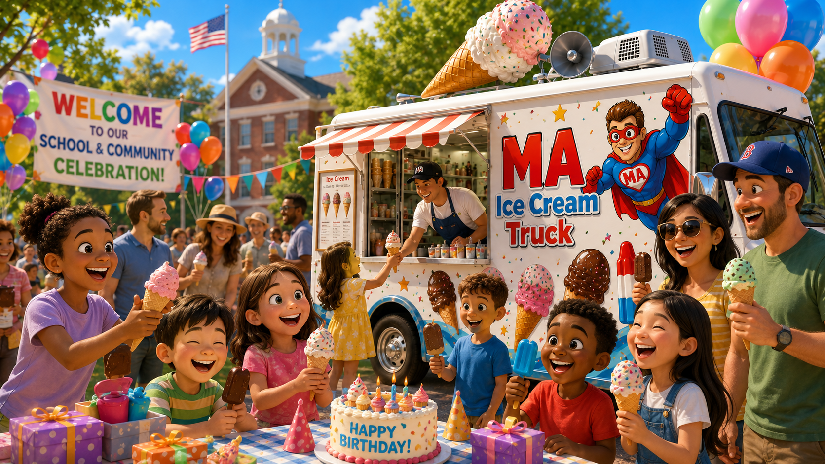 Kids enjoying ice cream in Boston