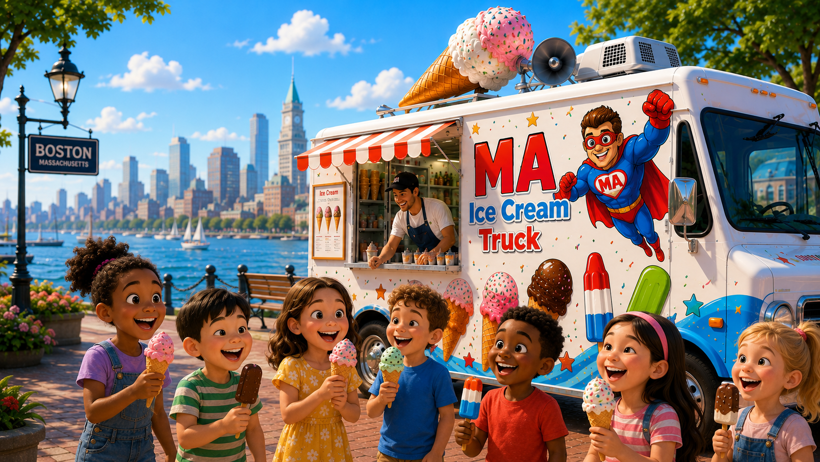 MA Ice Cream Truck near Boston waterfront